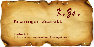 Kroninger Zsanett névjegykártya